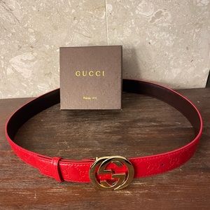 Red Gucci belt